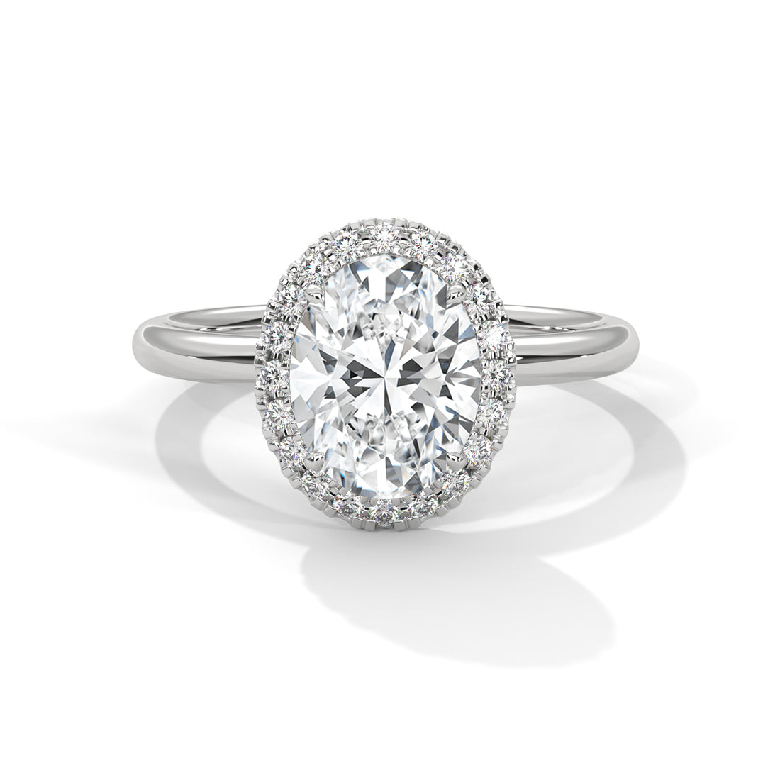 Rose Gold Oval Cut Halo Solitaire Engagement & Anniversary Ring