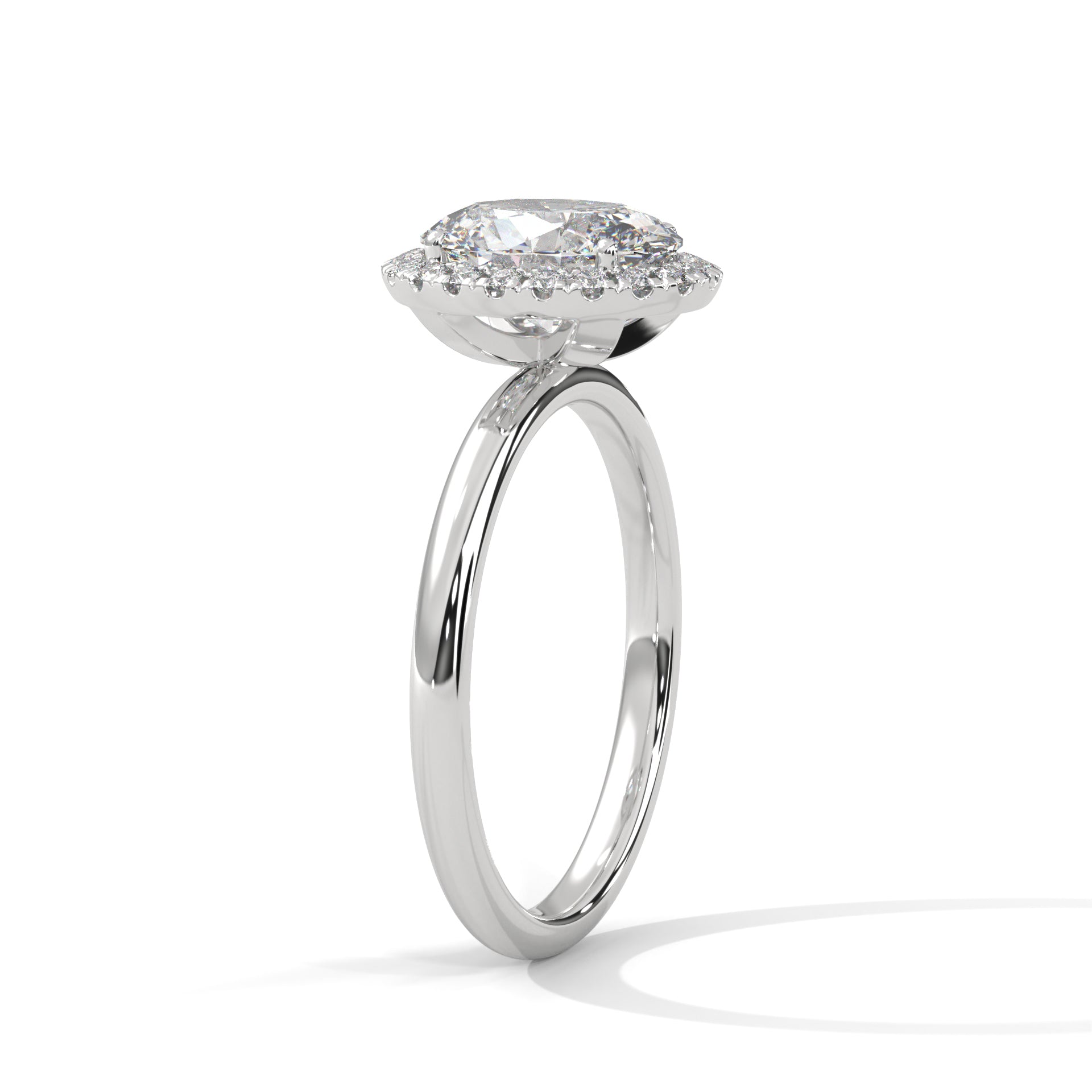 Rose Gold Oval Cut Halo Solitaire Engagement & Anniversary Ring