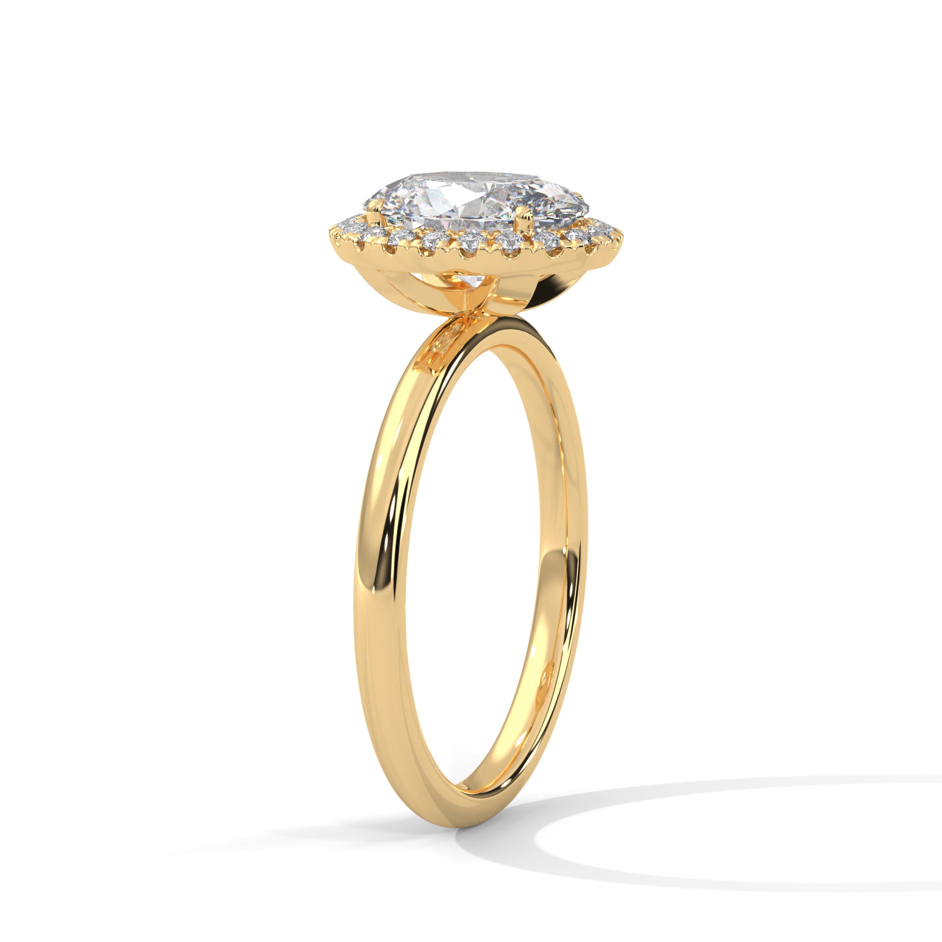 Rose Gold Oval Cut Halo Solitaire Engagement & Anniversary Ring