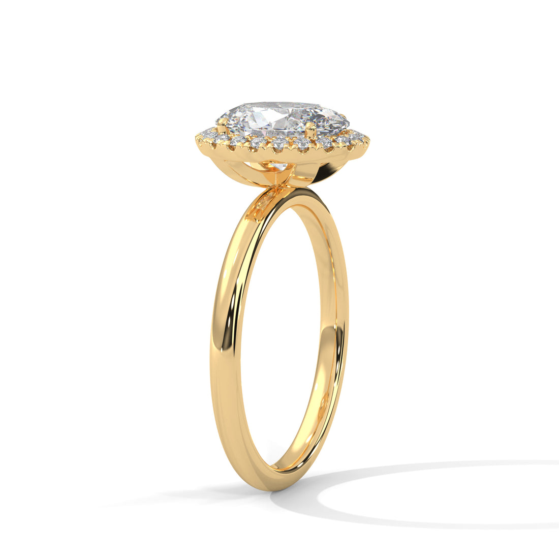 Rose Gold Oval Cut Halo Solitaire Engagement & Anniversary Ring