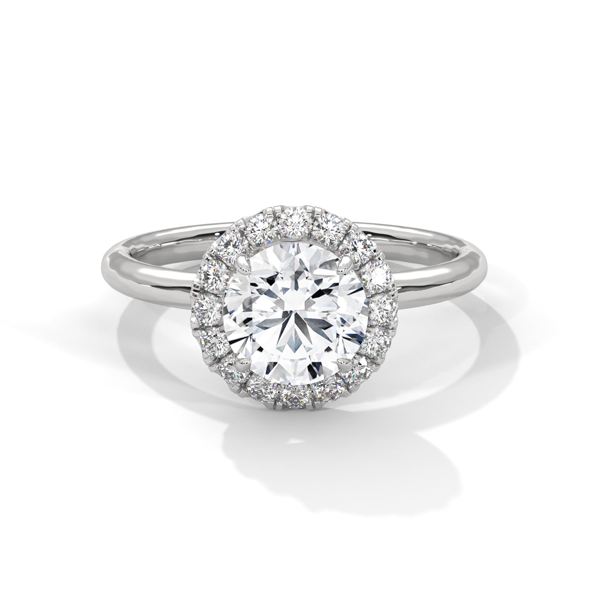Yellow Gold Round Cut Halo Solitaire Engagement & Anniversary Ring