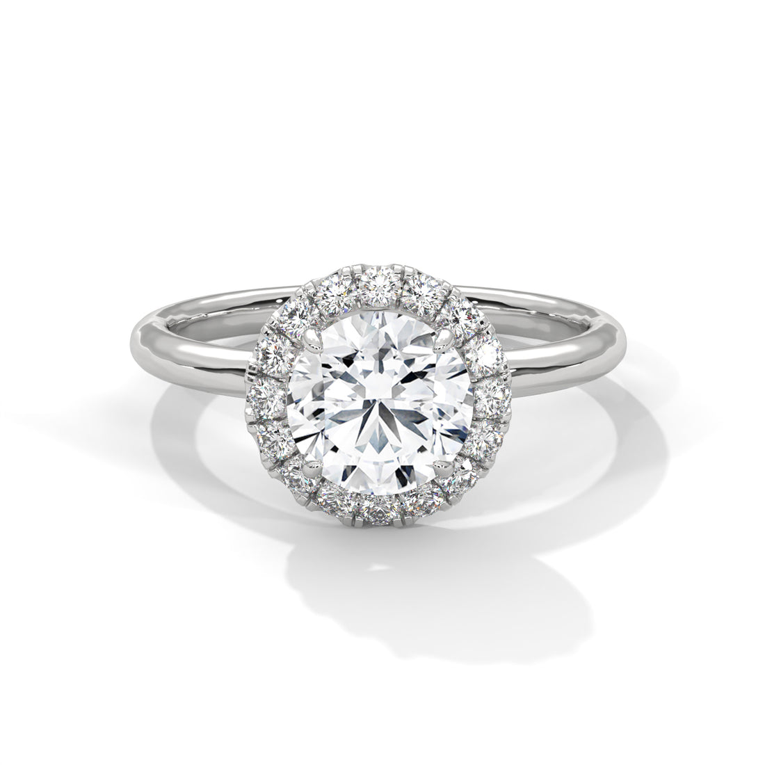 Yellow Gold Round Cut Halo Solitaire Engagement & Anniversary Ring