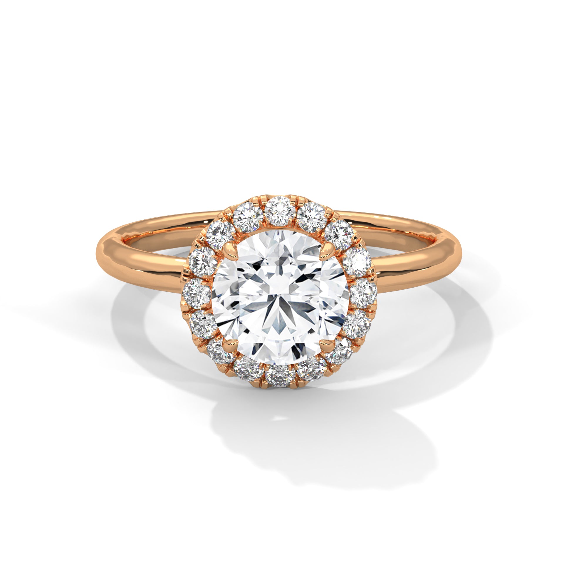 Yellow Gold Round Cut Halo Solitaire Engagement & Anniversary Ring