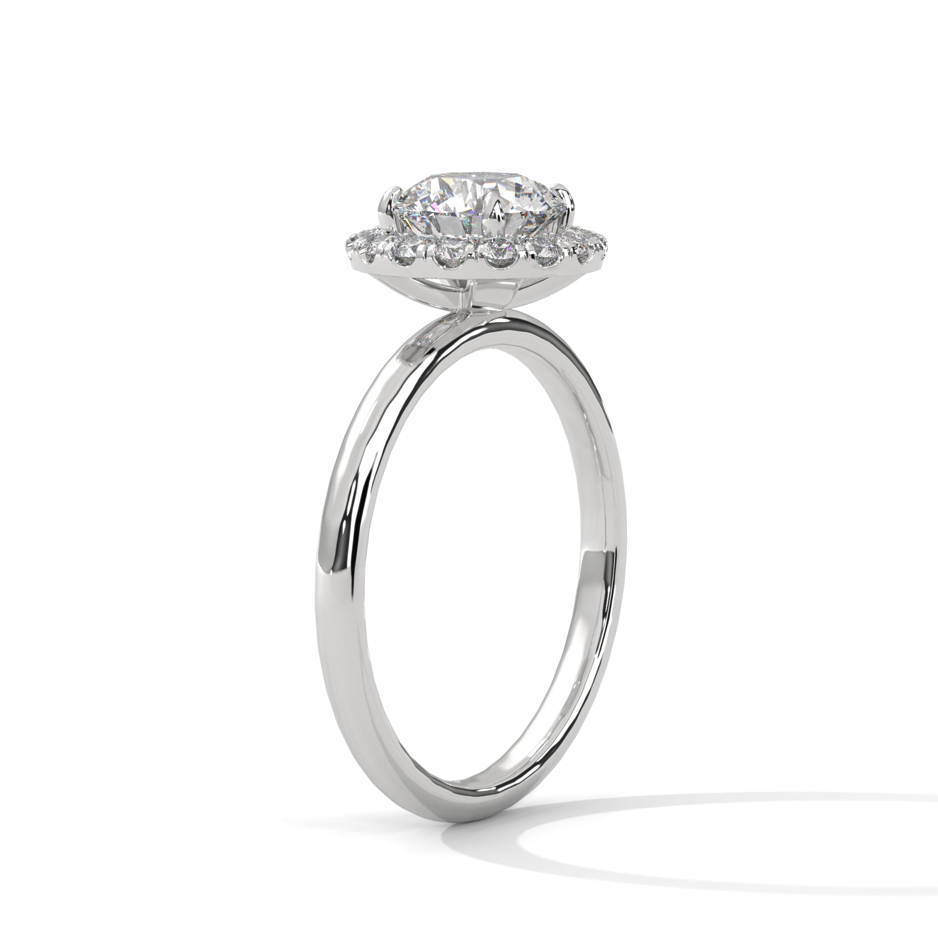 Yellow Gold Round Cut Halo Solitaire Engagement & Anniversary Ring