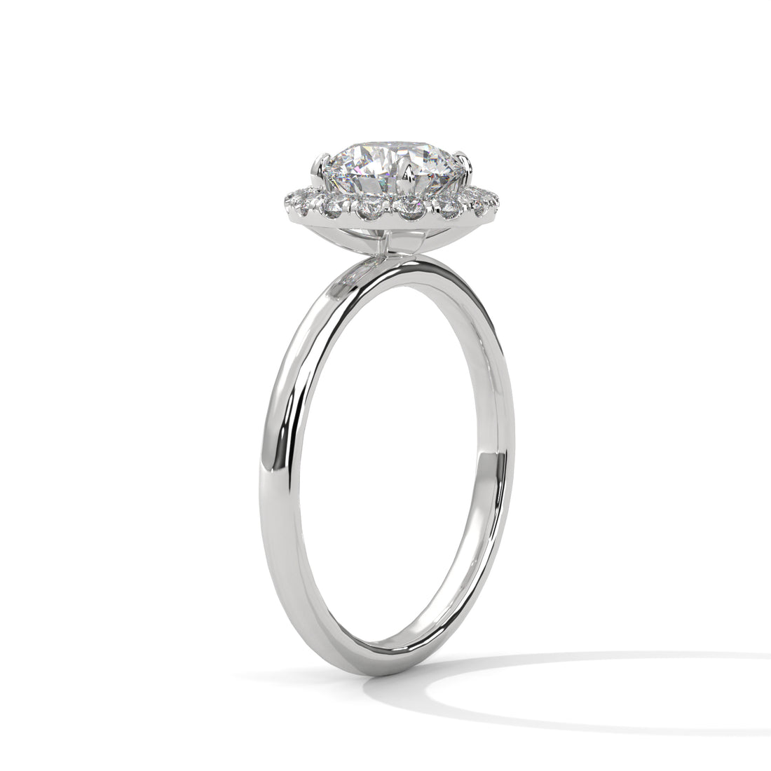 Yellow Gold Round Cut Halo Solitaire Engagement & Anniversary Ring