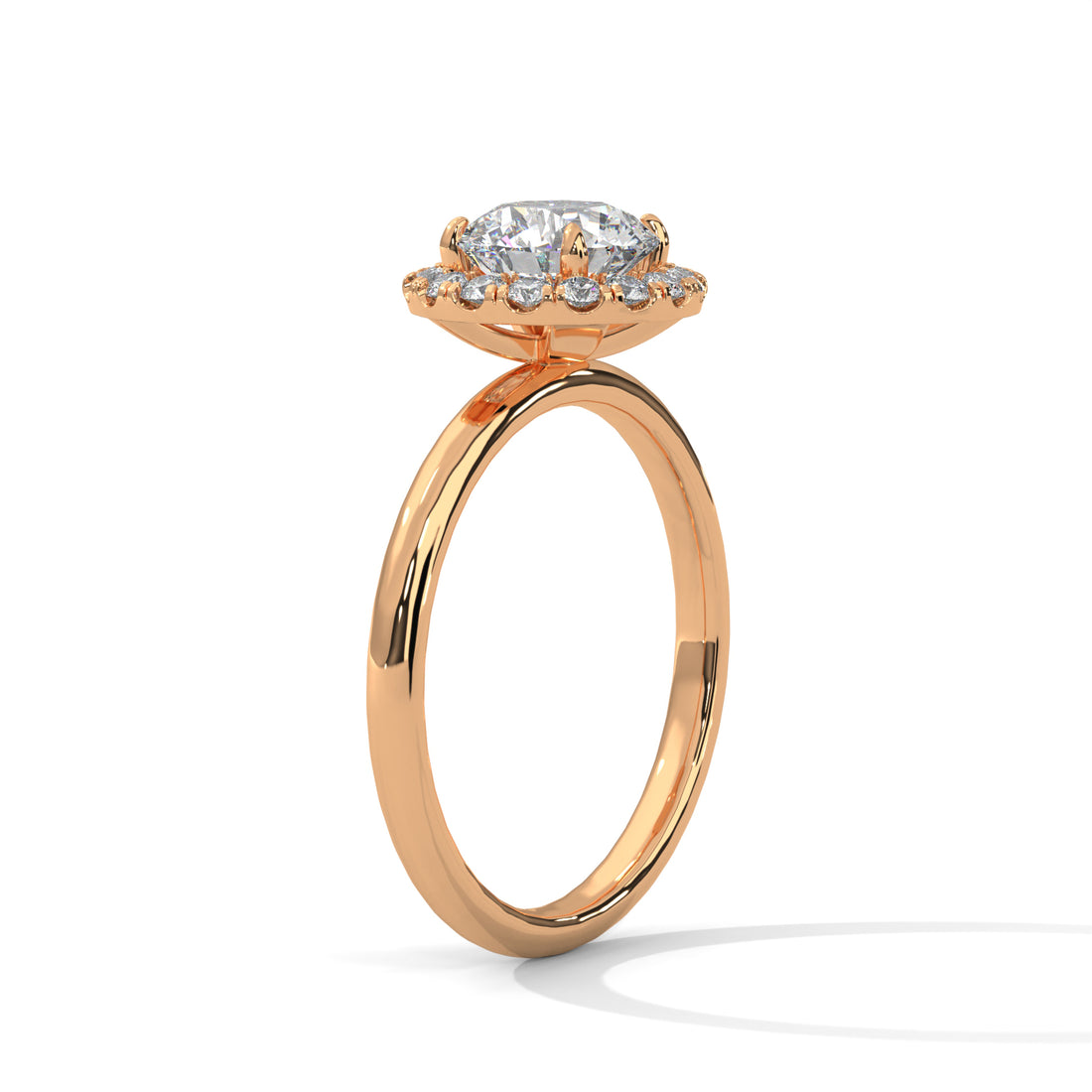 Yellow Gold Round Cut Halo Solitaire Engagement & Anniversary Ring