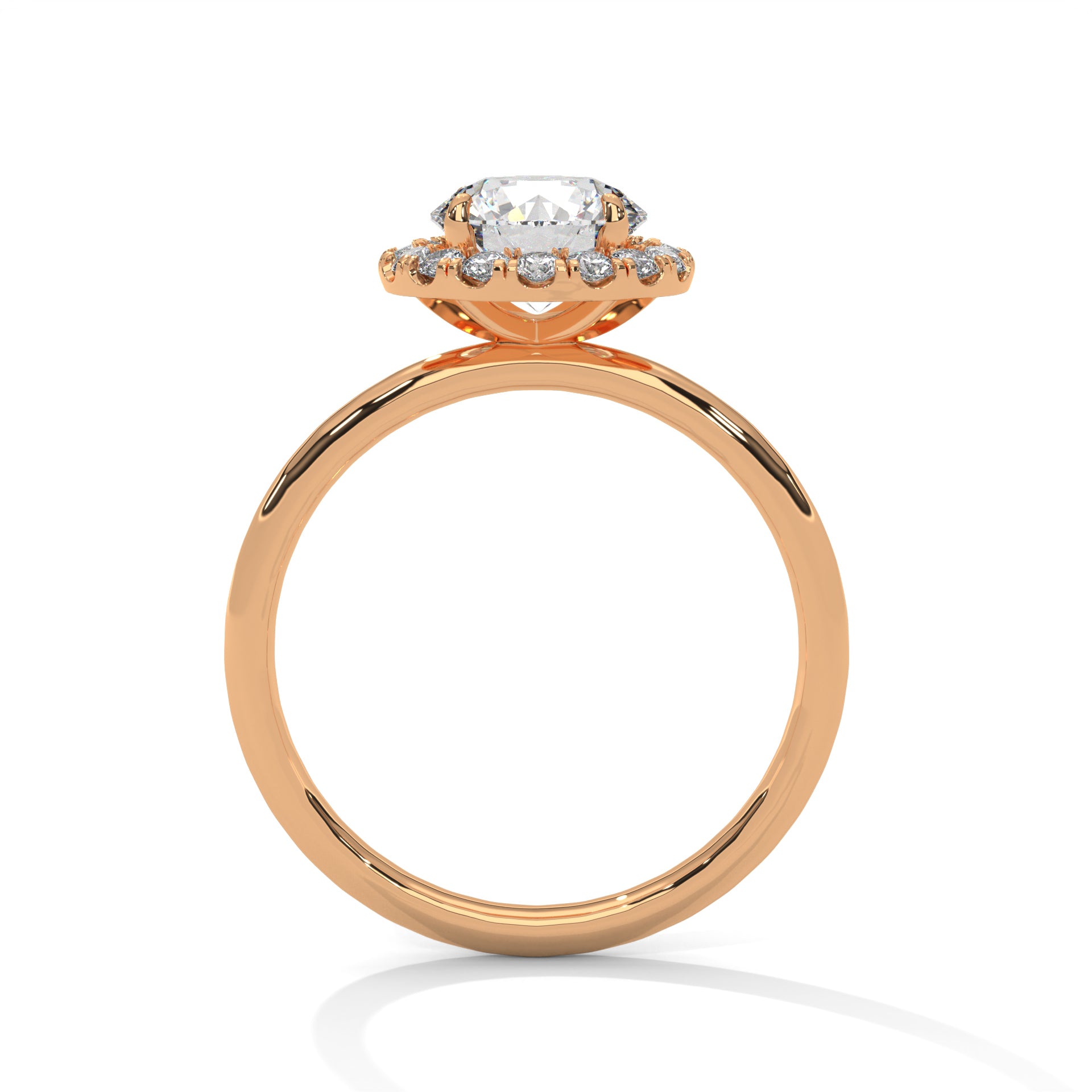 Yellow Gold Round Cut Halo Solitaire Engagement & Anniversary Ring