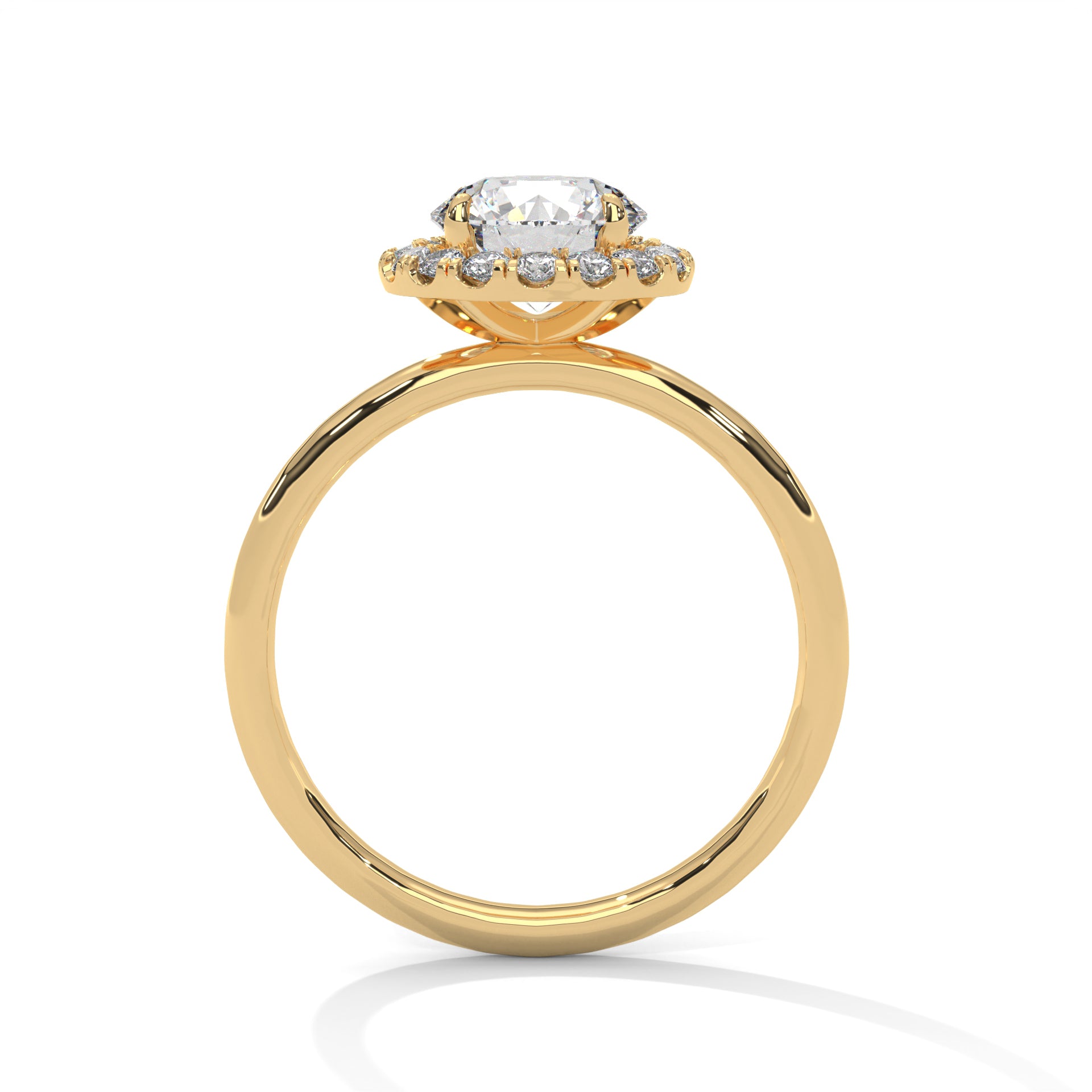 Yellow Gold Round Cut Halo Solitaire Engagement & Anniversary Ring