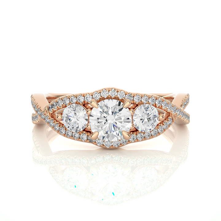 Rose Gold Three Stone Infinity Twist Ring
