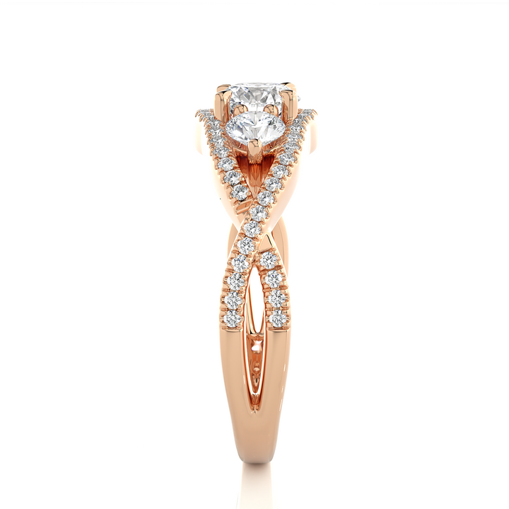 Rose Gold Three Stone Infinity Twist Ring