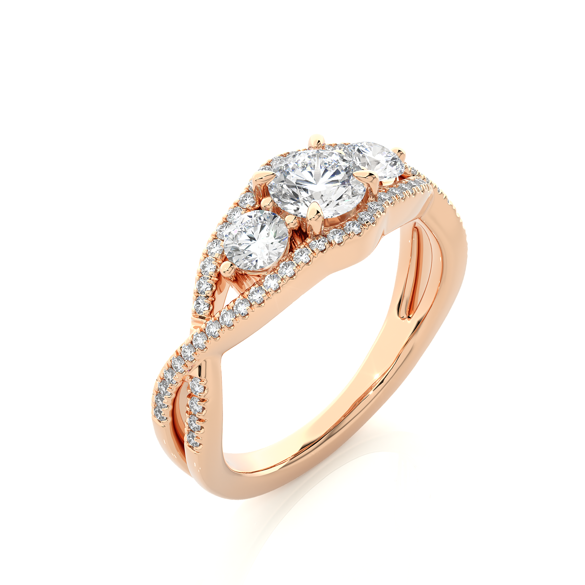 Rose Gold Three Stone Infinity Twist Ring