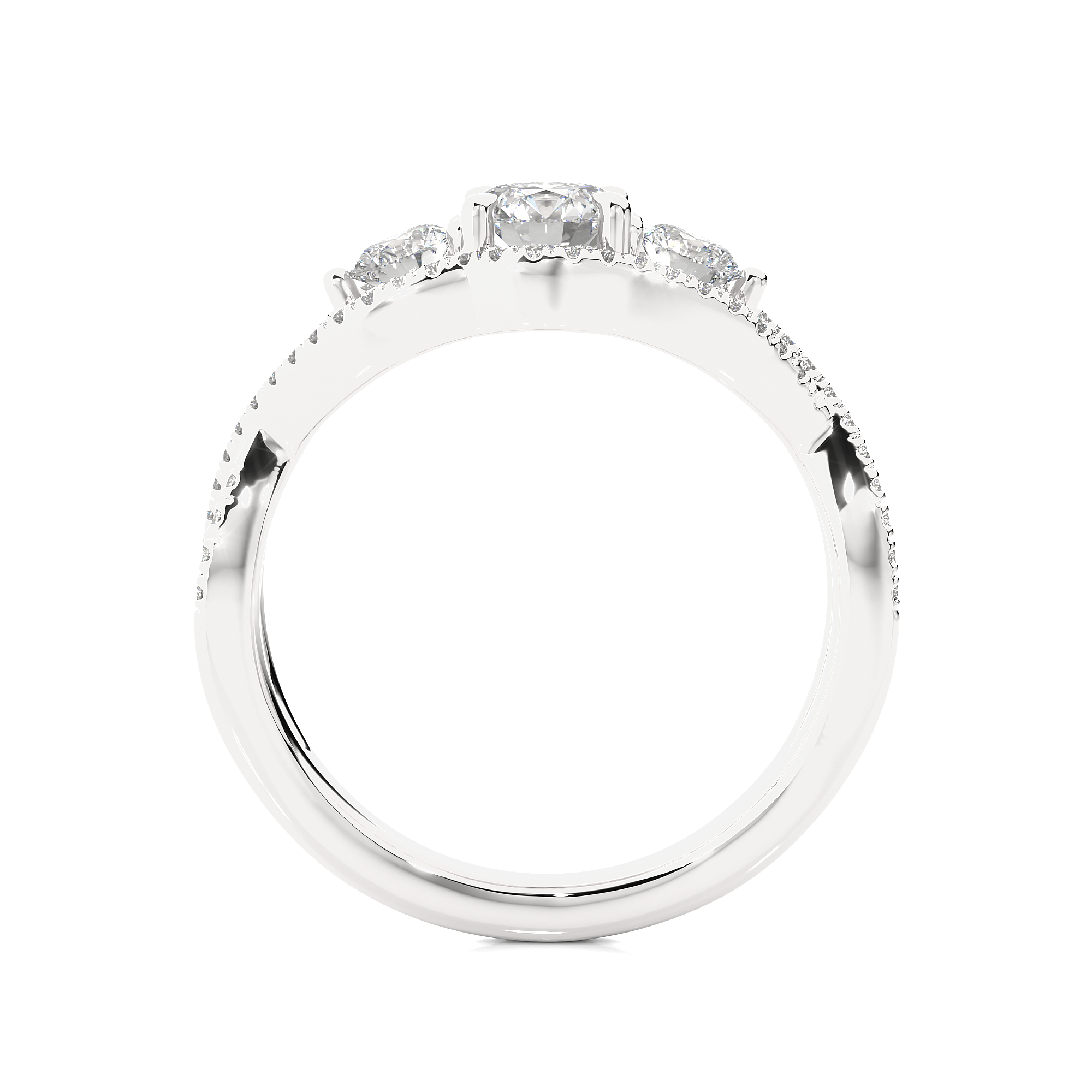 Rose Gold Three Stone Infinity Twist Ring