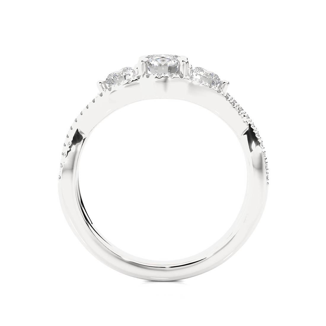 Rose Gold Three Stone Infinity Twist Ring