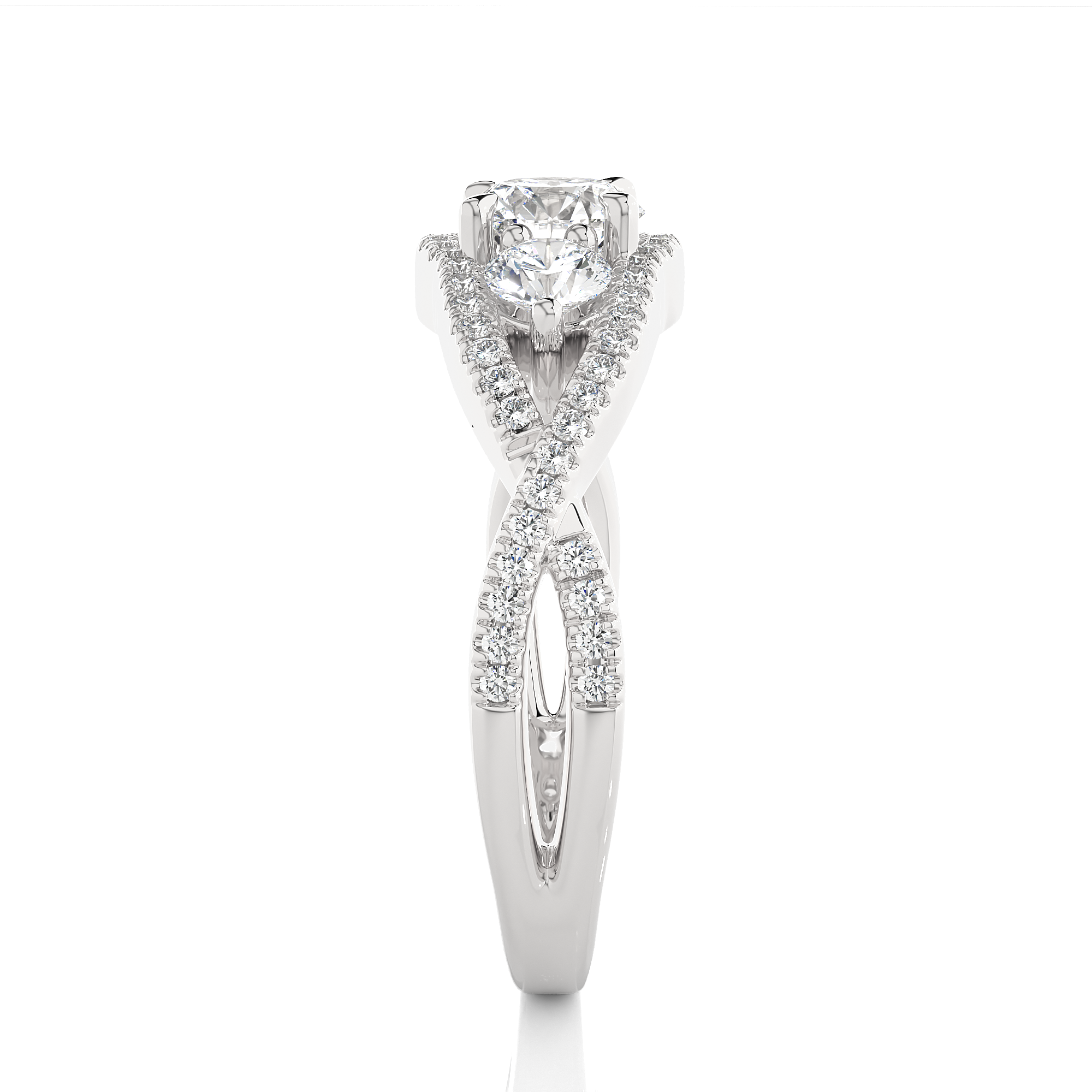Rose Gold Three Stone Infinity Twist Ring
