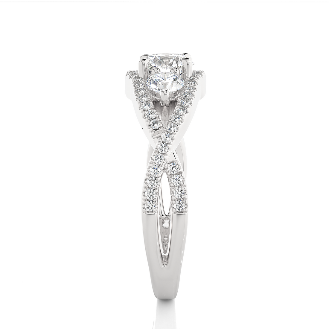 Rose Gold Three Stone Infinity Twist Ring