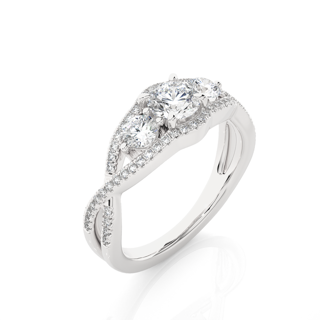 Rose Gold Three Stone Infinity Twist Ring