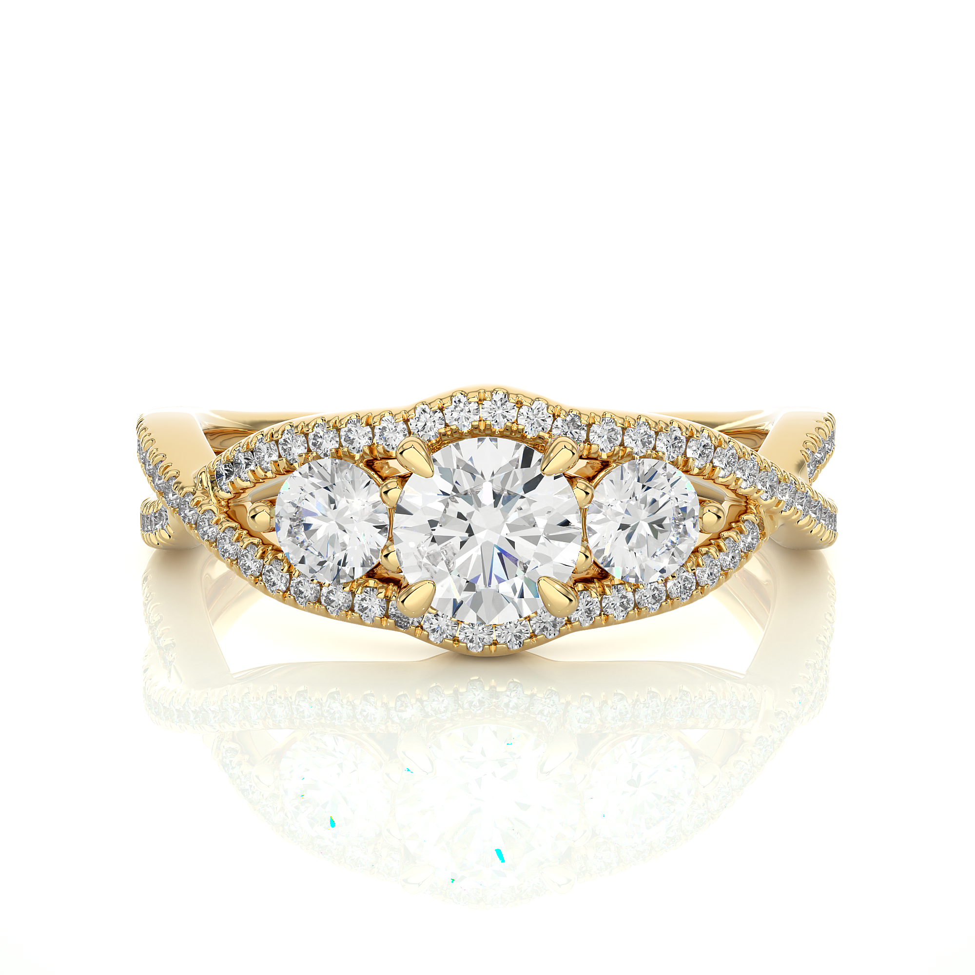 Rose Gold Three Stone Infinity Twist Ring