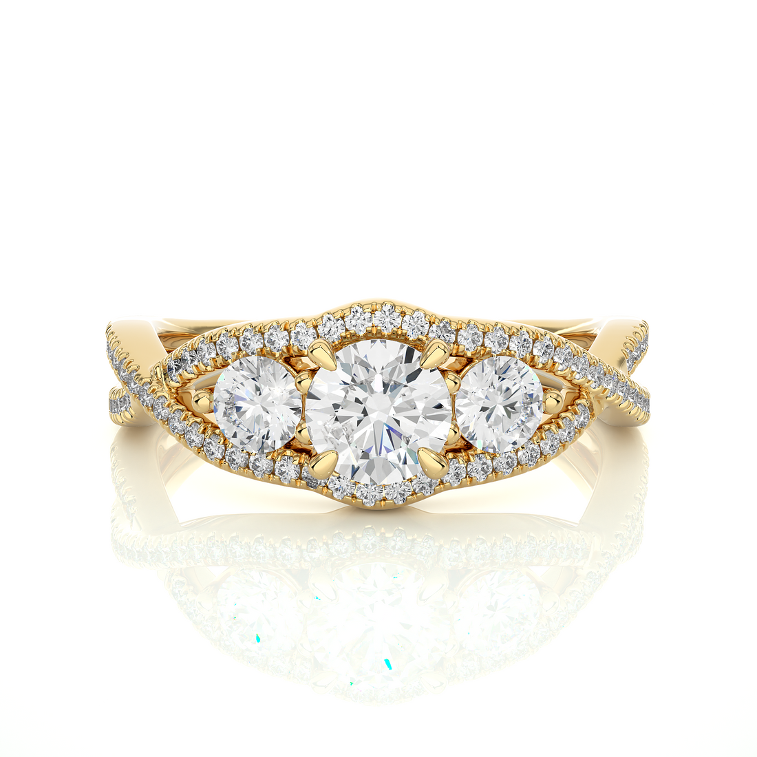 Rose Gold Three Stone Infinity Twist Ring