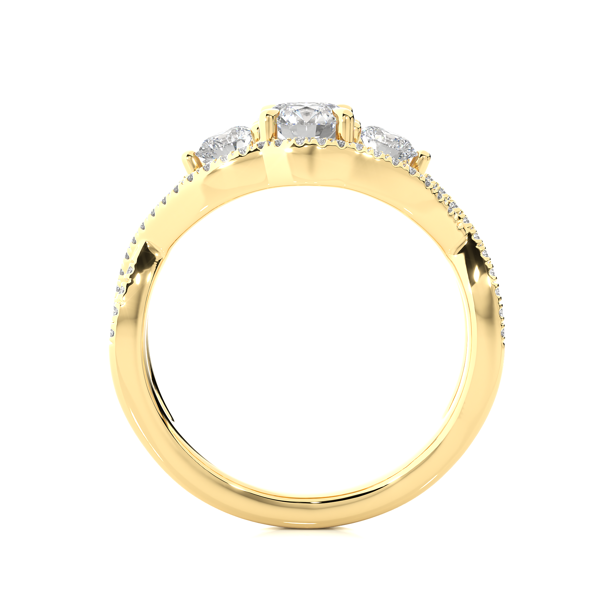 Rose Gold Three Stone Infinity Twist Ring