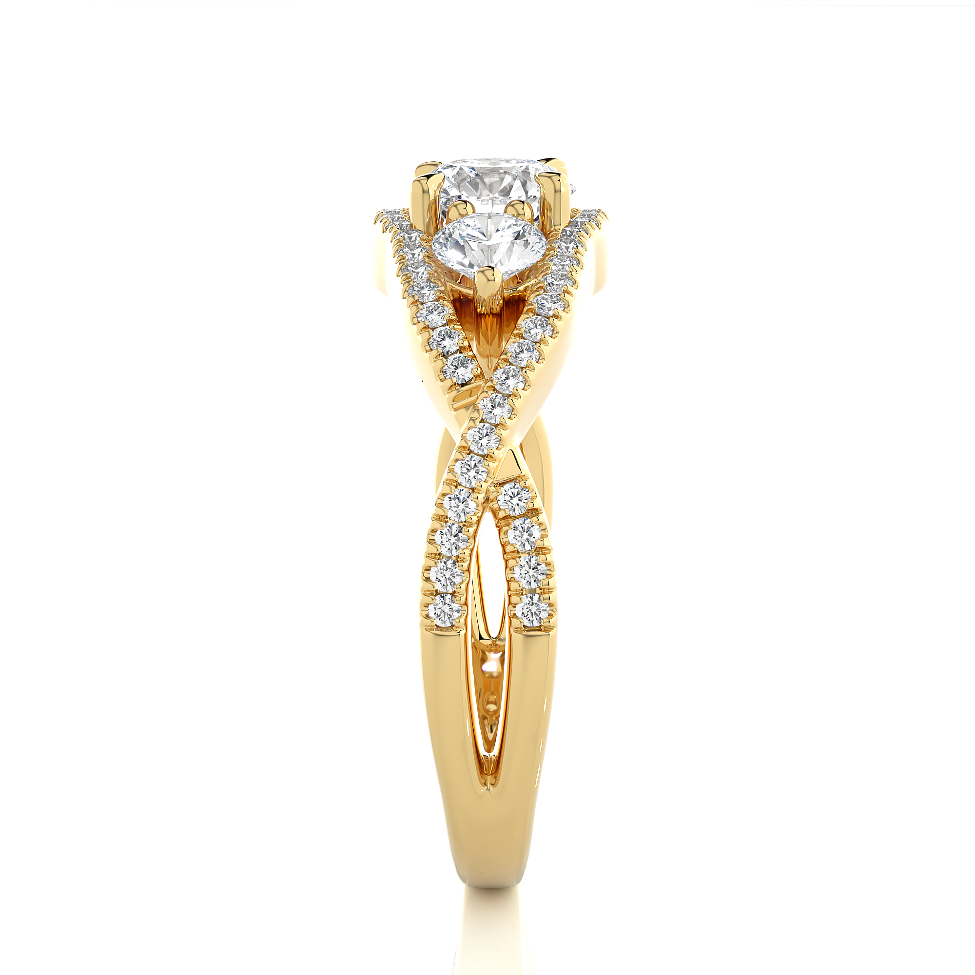 Rose Gold Three Stone Infinity Twist Ring
