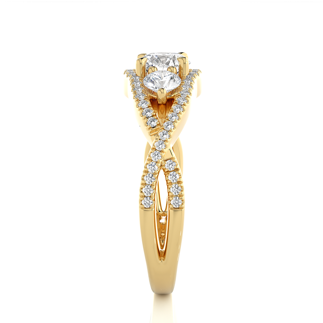 Rose Gold Three Stone Infinity Twist Ring