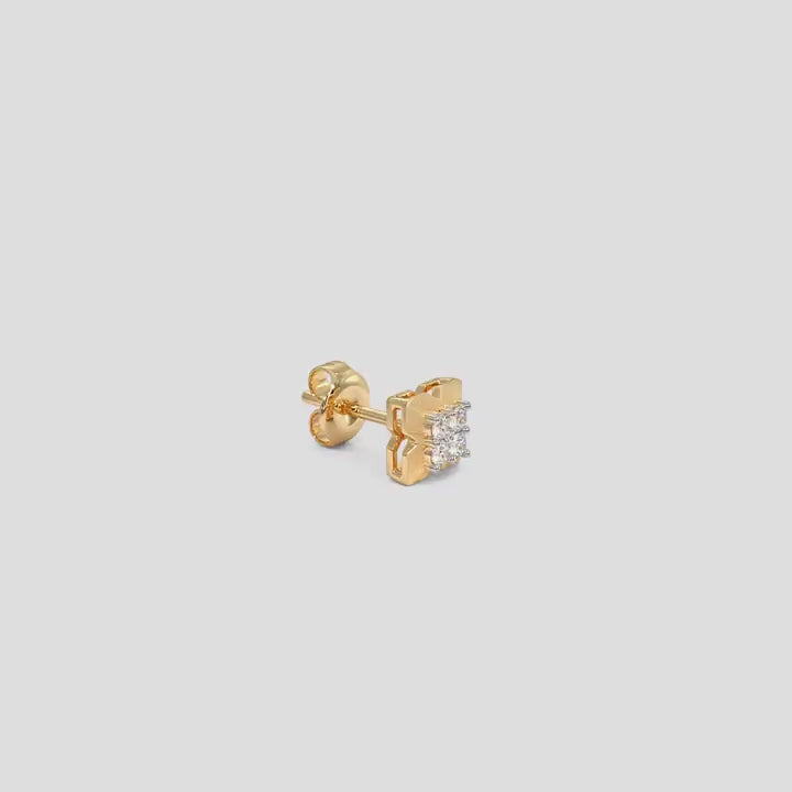 Textured Cross Quad Diamond Stud Earring