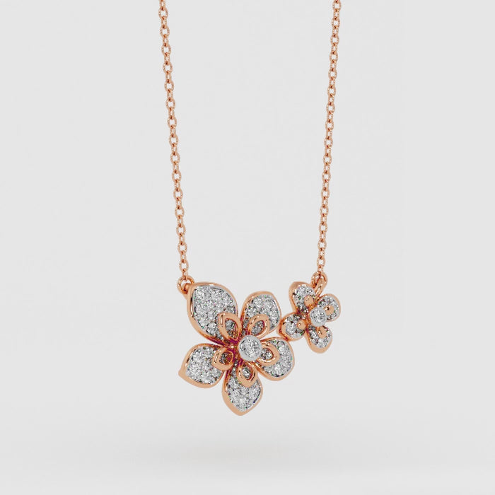 Dual Bloom Floral Bouquet Necklace