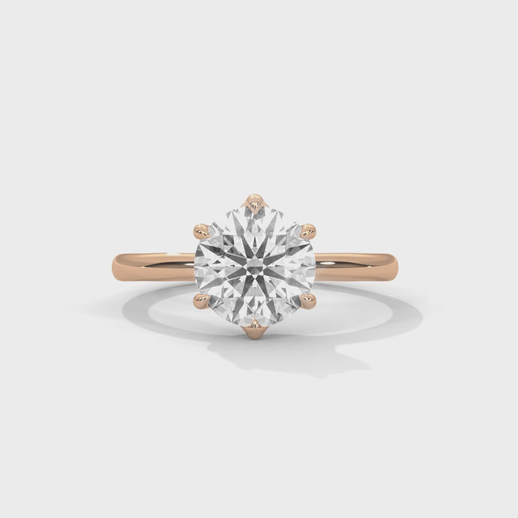 Rose Gold Round Cut Classic Six-Prong Solitaire Engagement & Anniversary Ring