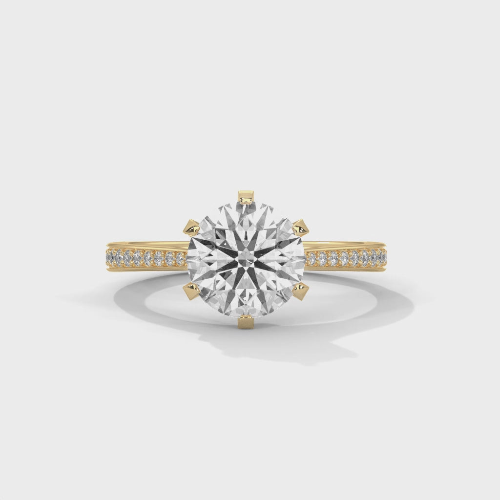 Rose Gold Round Cut Solitaire Twist Pavé Engagement Ring