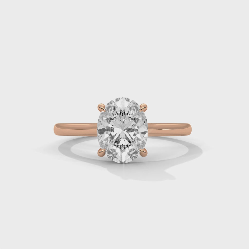 Rose Gold Oval Cut Classic Four-Prong Solitaire Engagement & Anniversary Ring