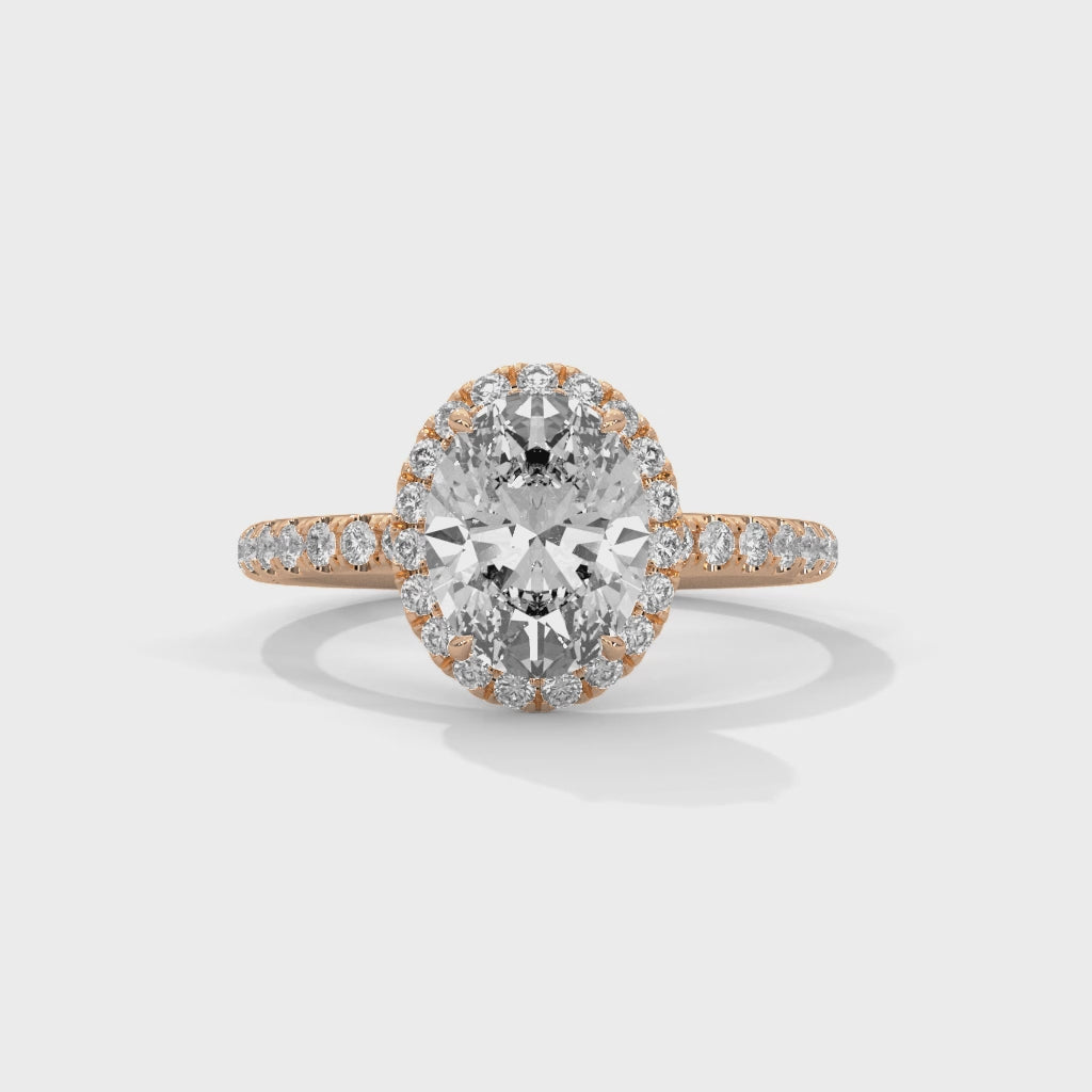 Rose Gold Oval Cut Halo Pavé Engagement & Anniversary Ring