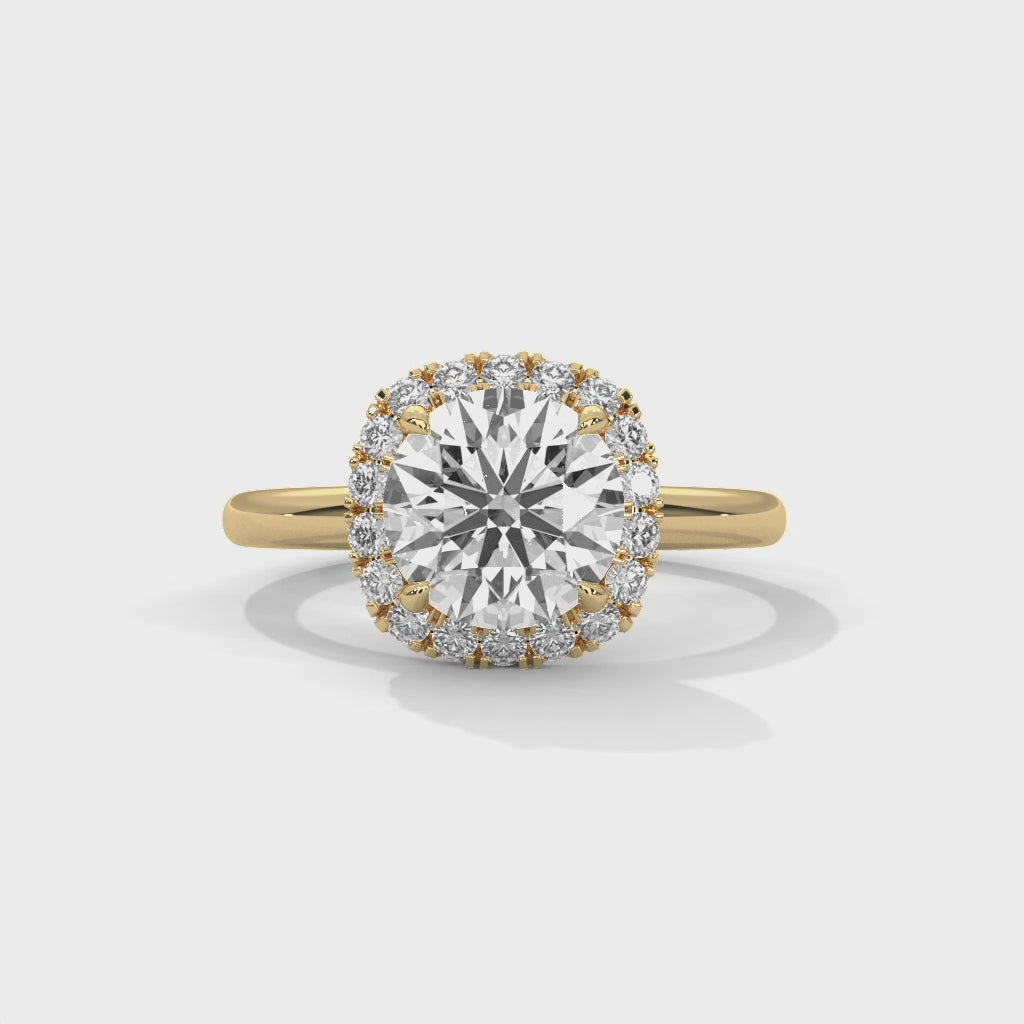 Rose Gold Round Cut Halo Solitaire Engagement & Anniversary Ring