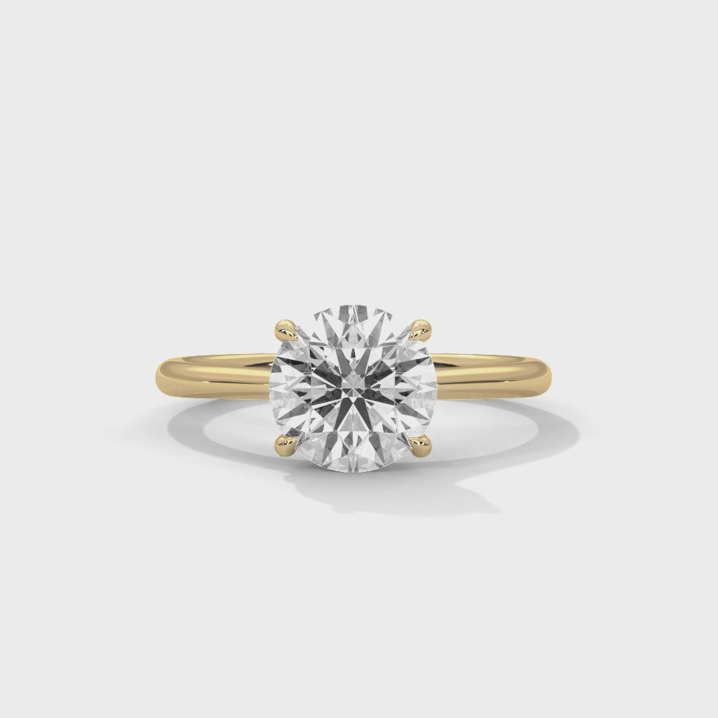 Rose Gold Round Cut Solitaire Cathedral Engagement & Anniversary Ring