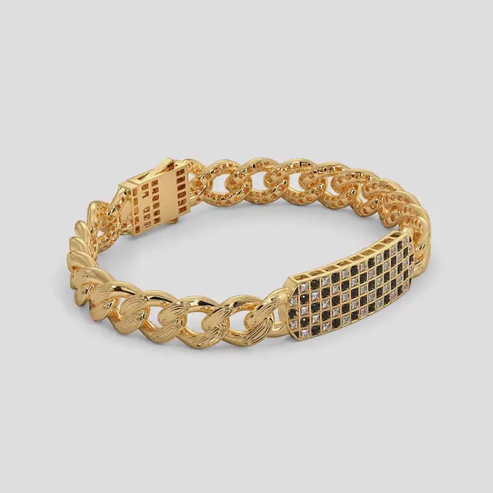 Checkerboard Black and White Diamond Cuban ID Bracelet