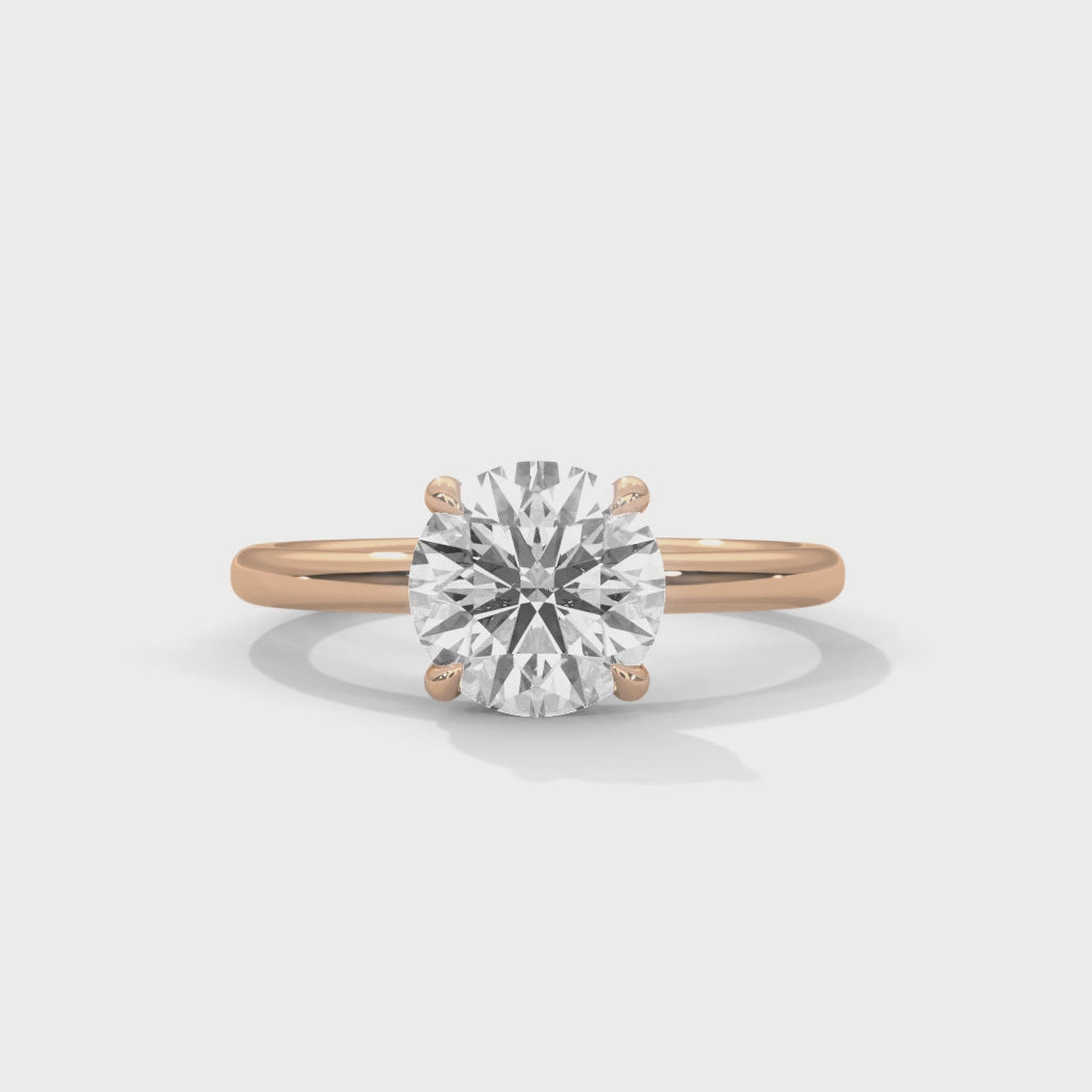 Rose Gold Round Cut Classic Four-Prong Solitaire Engagement & Anniversary Ring