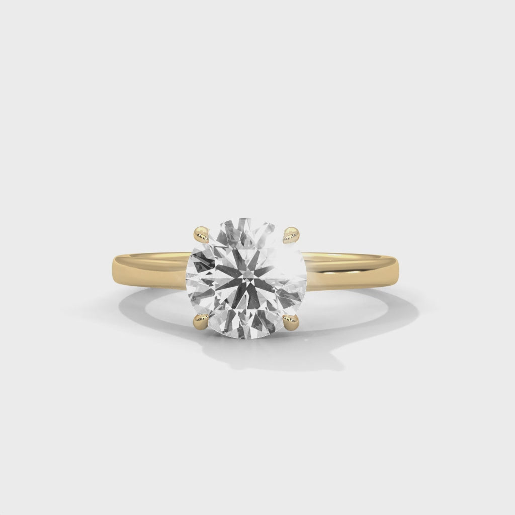 Rose Gold Round Cut Classic Four-Prong Solitaire Cathedral Engagement & Anniversary Ring