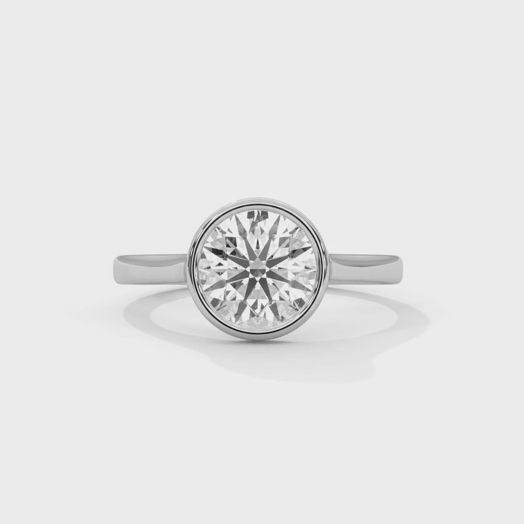 Rose Gold Round Cut Solitaire Bezel Setting Engagement & Anniversary Ring