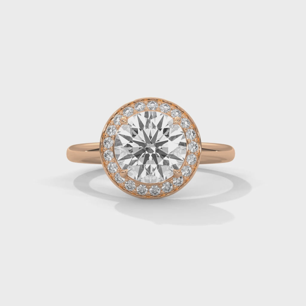 Rose Gold Oval Cut Halo Solitaire Engagement & Anniversary Ring