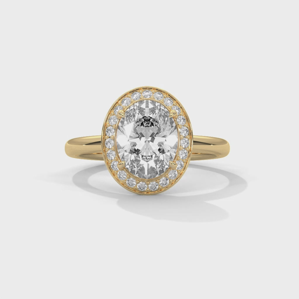 Rose Gold Oval Cut Pavé Halo Solitaire Engagement & Anniversary Ring