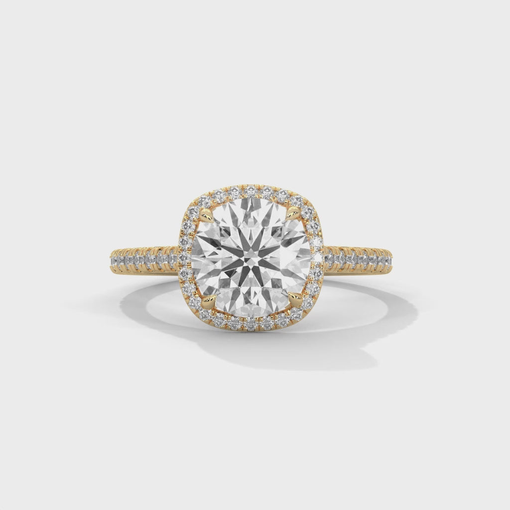 Rose Gold round Cut Halo Pavé Engagement Ring