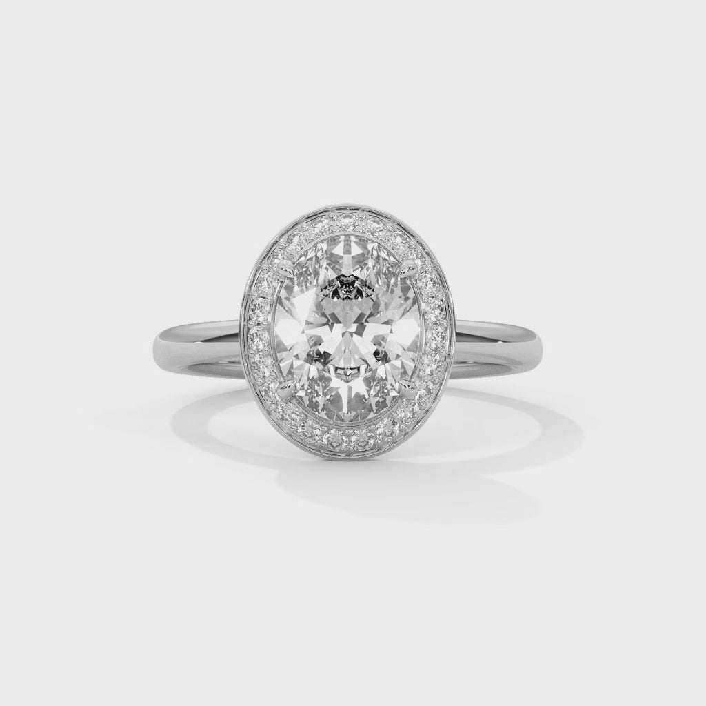Rose Gold Oval Cut Pavé Halo Solitaire Engagement & Anniversary Ring