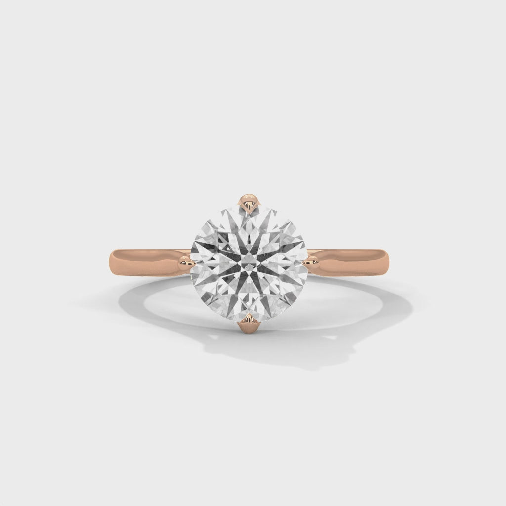 Rose Gold Round Cut Classic Four-Prong Solitaire Engagement & Anniversary Rin