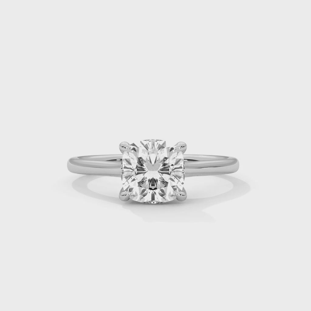Rose Gold round Cut Solitaire Cathedral Engagement Ring