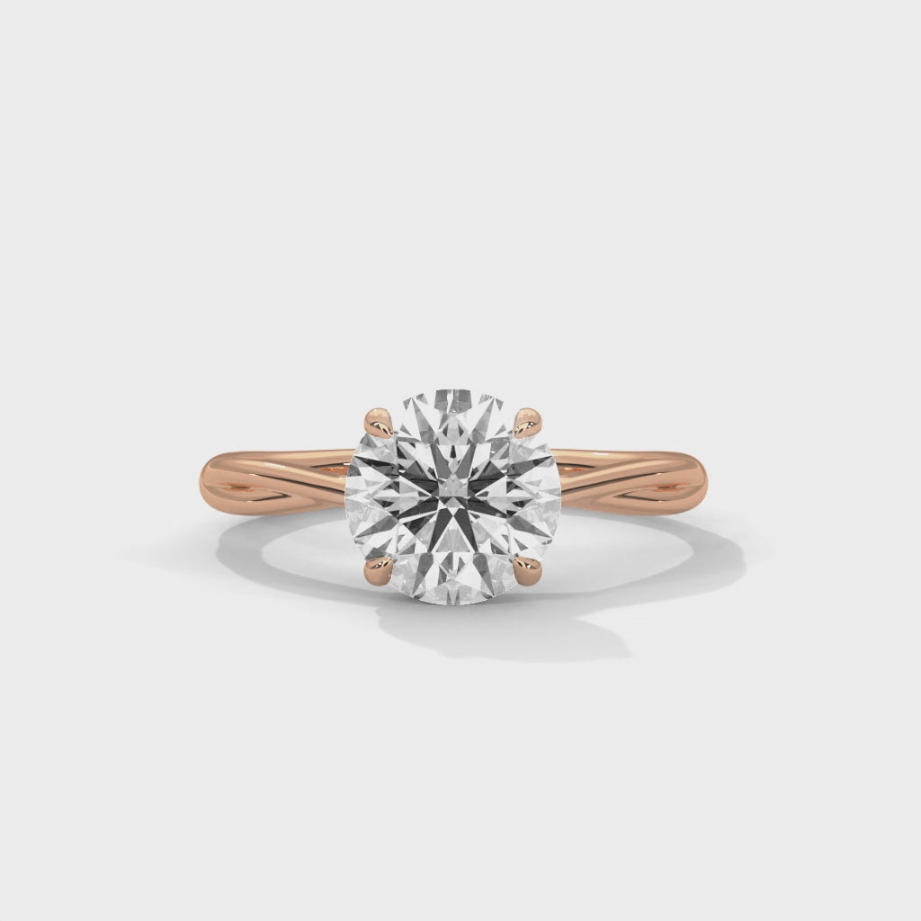 Rose Gold Round Cut Solitaire Twist Shank Engagement & Anniversary Ring