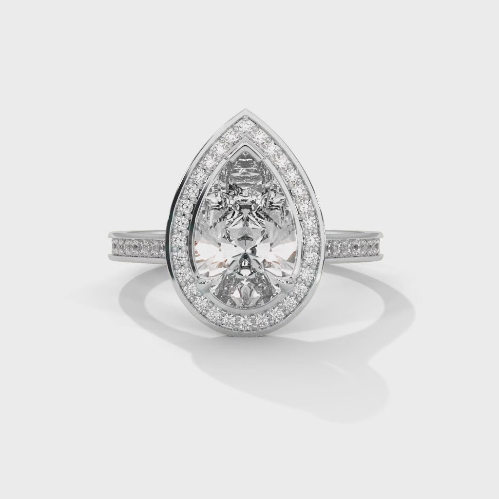 Rose Gold Pear Cut Halo Pavé Engagement & Anniversary Ring