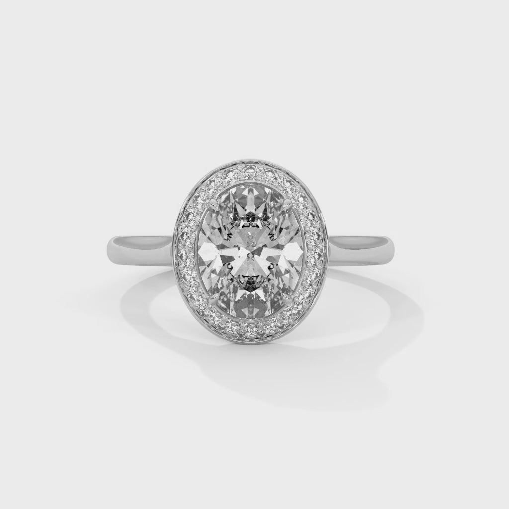 Rose Gold Oval Cut Solitaire Bezel-Style Halo Engagement & Anniversary Ring