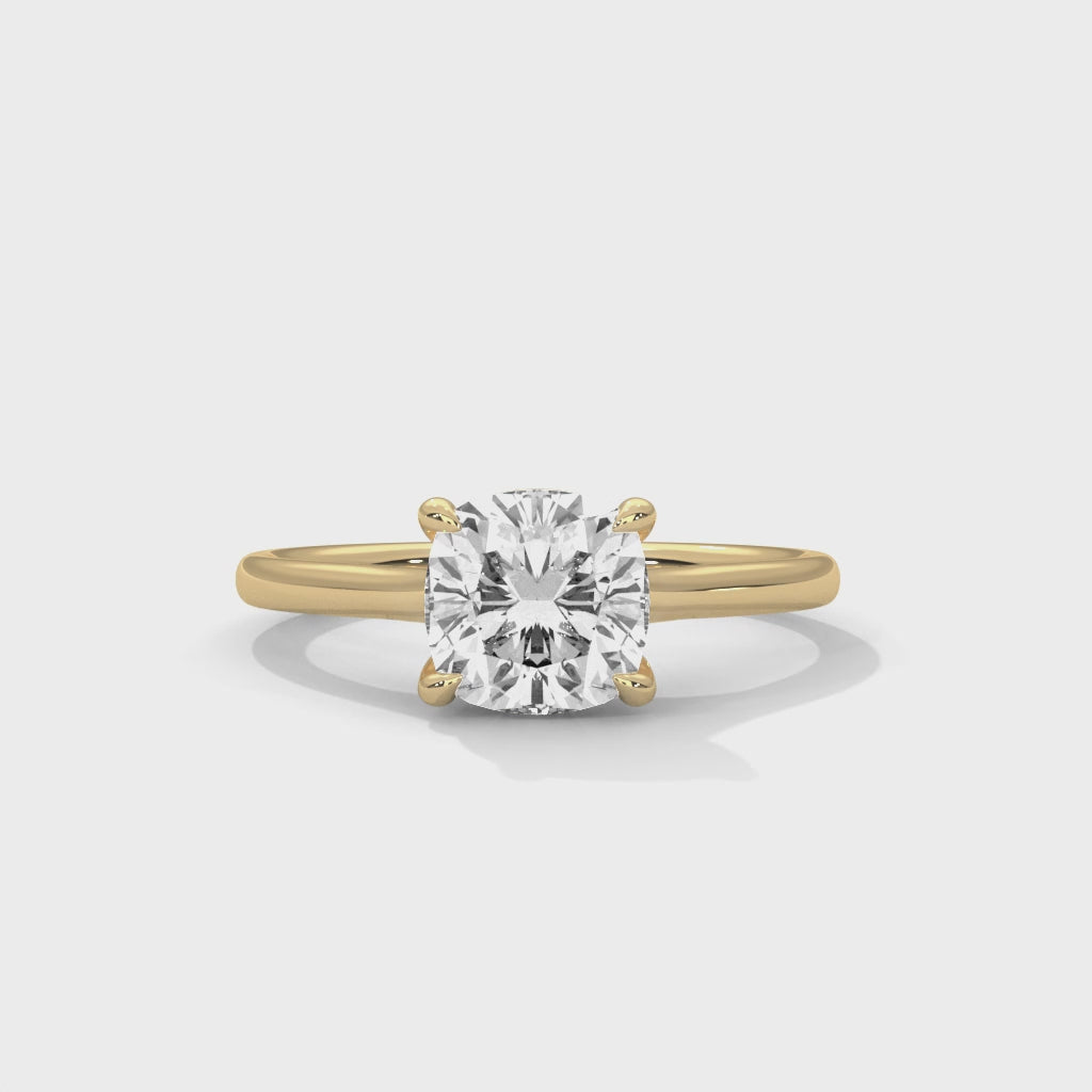 Rose Gold round Cut Solitaire Cathedral Engagement Ring
