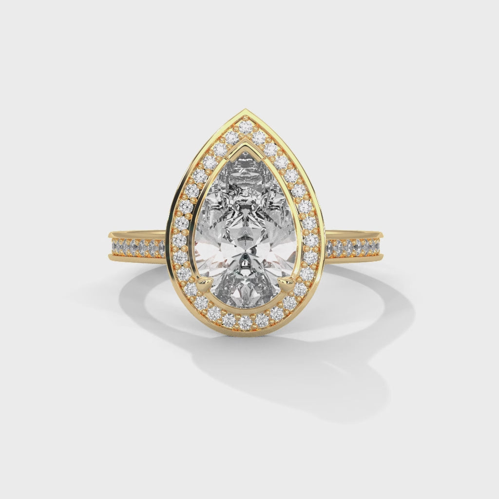 Rose Gold Pear Cut Halo Pavé Engagement & Anniversary Ring