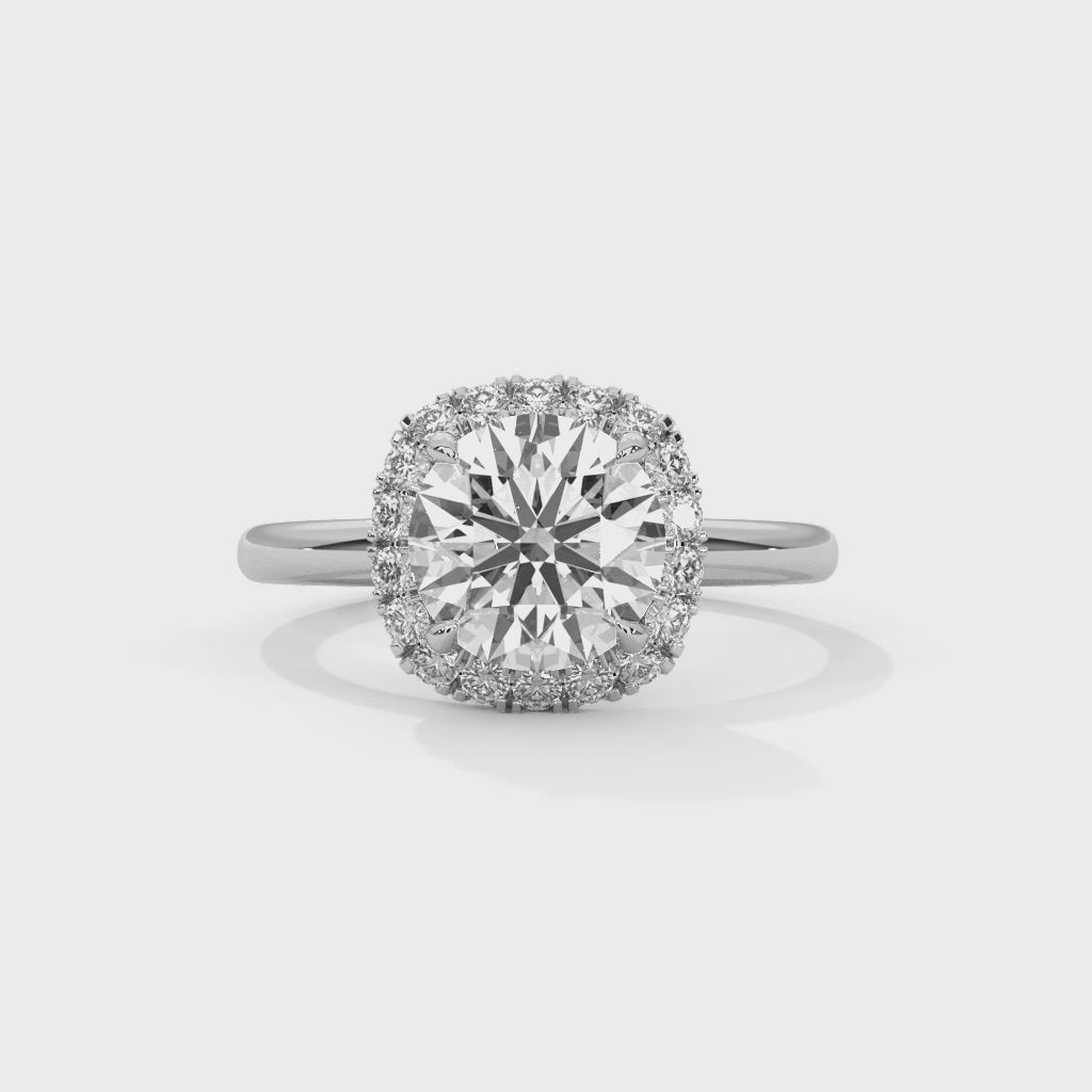 Rose Gold Round Cut Halo Solitaire Engagement & Anniversary Ring