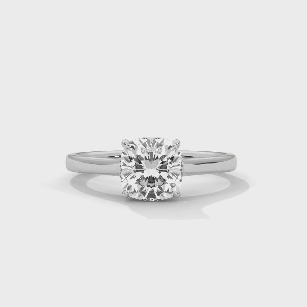 Rose Gold Cushion Cut Classic Four-Prong Solitaire Engagement & Anniversary Ring